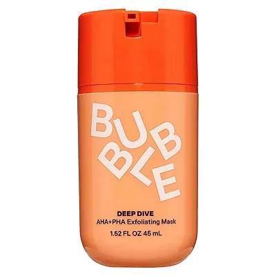 Image of Bubble Skincare Deep Dive Alpha Hydroxy Acid + PHA Exfoliating Mask Willow Bark Extract Azelaic Gentle, Face to Support Oil Reduction and Even Skin Tone (45ml)