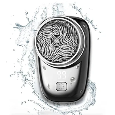 Image of HDAKDDHG USB Mini Shaver, Electric Razor Men, Portable Pocket Size Rechargeable Waterproof Shaver Easy One Button Wet and Dry Use Suitable Home, Car, Travel, Men Best Gift (Silver)
