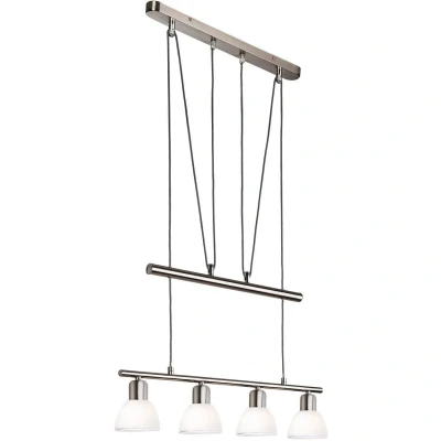 Image of Mattes Bar Pendant Ceiling Light Nickel Matt 4x E14 3000K