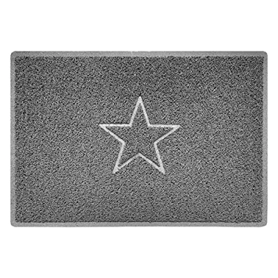 Image of Nicoman Star Embossed Shape Entrance Door Mat Dirt Trapper Washable Barrier Doormat Drainage Outdoor Use Only (Large, Grey, 90 x 60cm)
