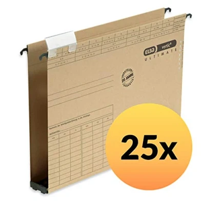 Image of ELBA Vertic Ultimate 100552063 Suspension File Pack of 25 with 4 cm Plastic Bottom Open Side Natural Brown