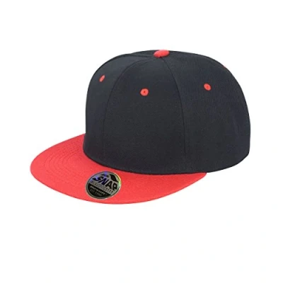 Image of Result Unisex Core Bronx Original Flat Peak Snapback Dual Colour Cap (One Size) (Black/Red)