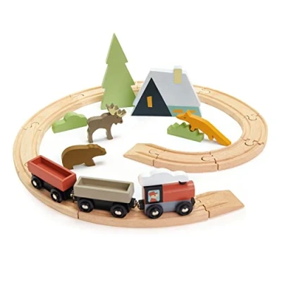 Image of Explore the Wilderness with Tenderleaf Wooden Train Set Mountain Nature for Children Age 3+ (Tree Tops)