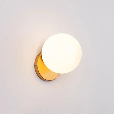 Image of Modern Globe Wall Sconce Lighting White Glass Ball Lamp Mid Century Light Fixture Minimalist Sconces for Living Room Bedroom Bedside Hallway Hotel Office