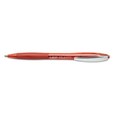 Image of BIC VCG11 RED Atlantis Original Retractable Ball Pen, Medium Point (1.0 mm), Red, 12 Count