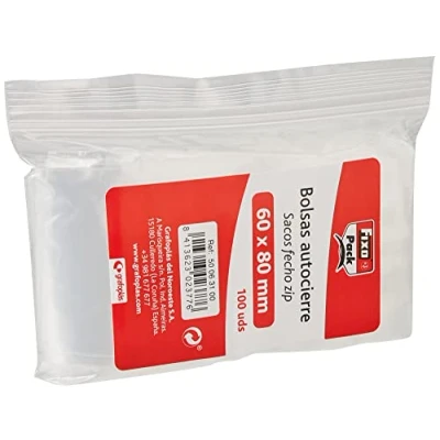 Image of Fixo 50063100 Pack of 100 Cellophane Display Bags Self Seal Bags, 60x80
