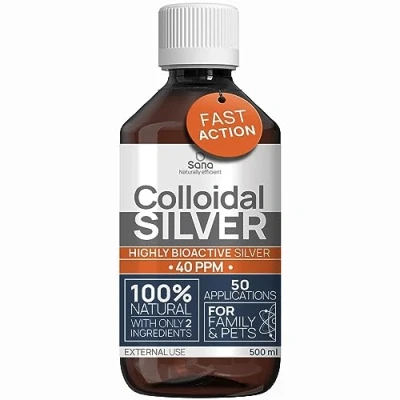 Image of Colloidal Silver 40 PPM 500 ml for Humans &amp; Dogs Water, Small Particles Results Carbon Neutral