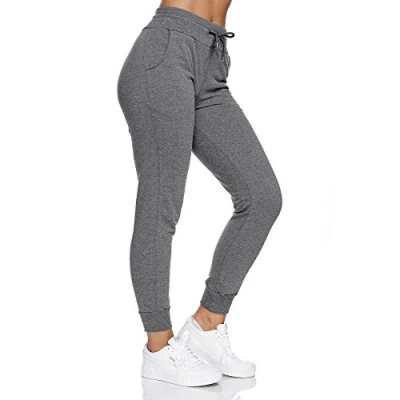 Image of Smith &amp; Solo women&#039;s jogging trousers, sports cotton sweat slim fit casual long training high waist fitness modern running charcoal, M