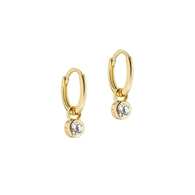 Image of Ted Baker Sinalaa Crystal Huggie Hoop Earrings For Women (Gold/Crystal)