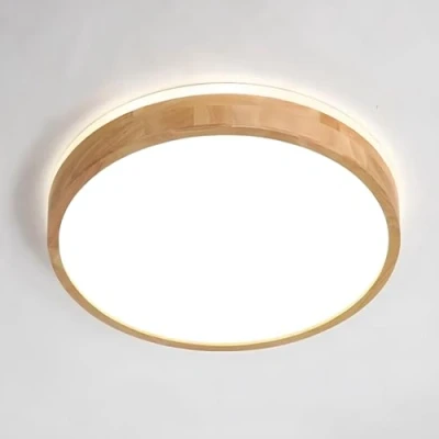 Image of YYUTLUO LED Ceiling Light Wood, Top 360 Glow Round Natural Wooden Lamp 4500K White, 18W 1600lm Living Room, Kitchen, Dining Hallway, Home, Office, Children&#039;s Study (Ø30cm)