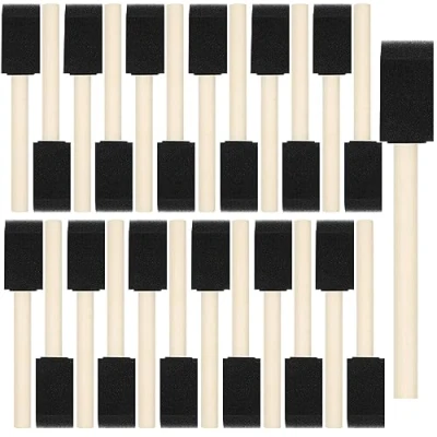 Image of 40 Pcs Foam Brush Set,1 Paint Brushes,Wood Handle Brushes for Painting, Sponge Staining, Varnishes, and DIY Craft Projects