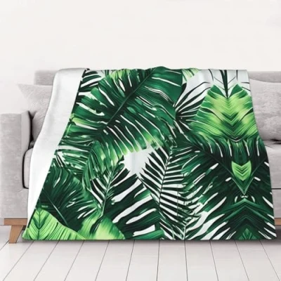 Image of WYCZHY Super Soft Throw Tropical Palm Banana Leaves Blanket for Sofa Couch Bed Washable Cozy Blankets All Season 60&quot;*80&quot;