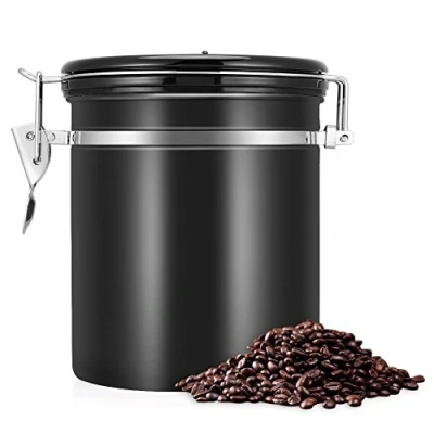 Image of Garsent Coffee Beans Storage Canister Stainless Steel Airtight Container Can 1.5L(black)