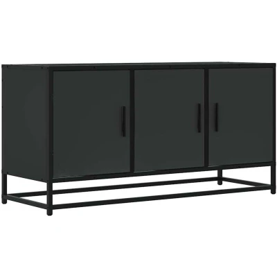 Image of vidaXL TV Cabinet Black 100x35x50 cm Engineered Wood and Metal