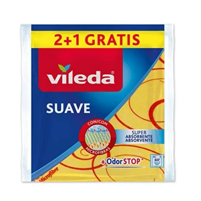 Image of Vileda Set of 2 Soft 30% Microfibre Cloths + 1 Free, 3 Units String