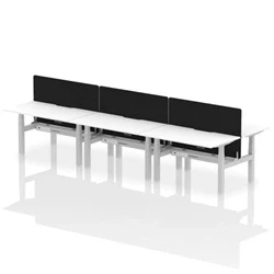 Image of Air B2B 1400x800 Adjustable 6P Bench Desk Scallop White/Silver +Screen