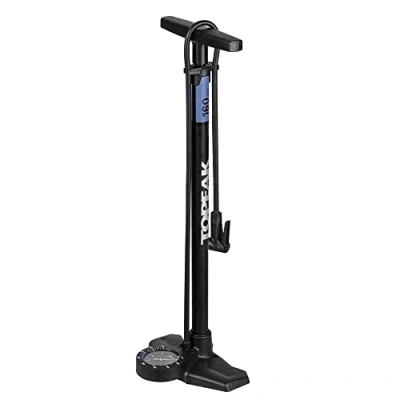 Image of Topeak Joe Blow Roadie EX Bicycle Floor Pump with Analogue Gauge, Black/Blue