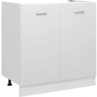 Image of vidaXL Sink Bottom Cabinet in White 80x46x81.5 cm Durable Engineered Wood Scandinavian Style Kitchen Storage Solution