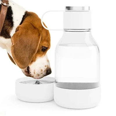Image of asobu Tritan Water Bottle with Dog Bowl Attached 50 Ounces (White)