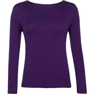 Image of Hiffy Kids Unisex Plain Basic Top Long Sleeve Girls Boys Uniform T Shirt Tops (Purple, 7 8 Years)