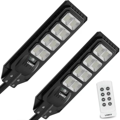 Image of 2PACK Solar Street Lights Outdoor Lamp 20000 lumens with Remote Control,Dusk to Dawn Motion Sensor,IP65 Waterproof Powered for Parking Lots,Yard,Barn Basketball Court