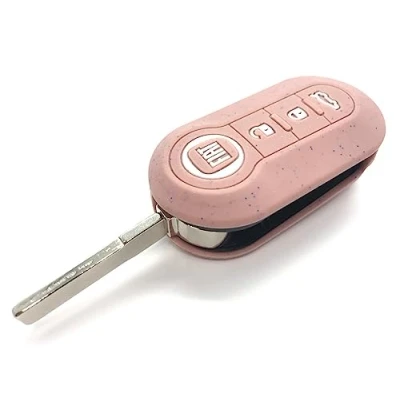 Image of Nordecco Silicone Glitter Star Glaze Key Cover Fits Fiat 500C 500 500L Abarth Grande Punto Brava Panda Stilo Linea 3 Button (Glitter Rose Gold)