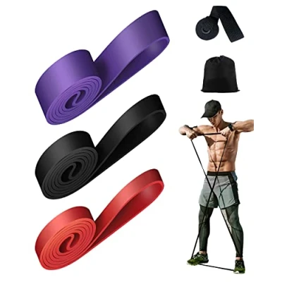 Image of Victoper Resistance Bands（3 Pieces）Pull Up Bands Gym for Strength Training Fitness Pilates Yoga Stretch Toning Pull Includ Door Anchor and Storage Bag Red/Black/Purple
