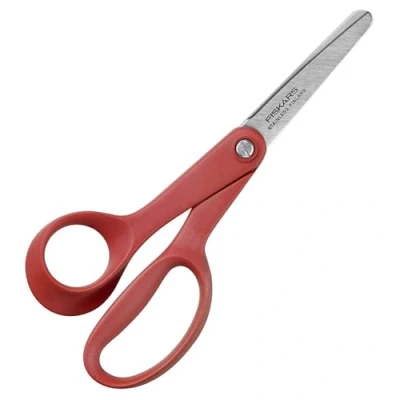 Image of Fiskars Children&#039;s Scissors for Left handed Users, 8 Years or Older Length: 13 cm, Stainless Steel Blade/Plastic Handles, Red, Classic, 1005169