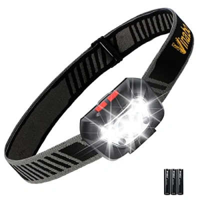 Image of Vinabo Head Torch, Super Bright Lightweight LED Headlamp, 6 Modes, 30 Adjustable Light, 500 Lumen Torch for Reading, Cycling, Running, Outdoor Sports, 3 AAA Batteries Included