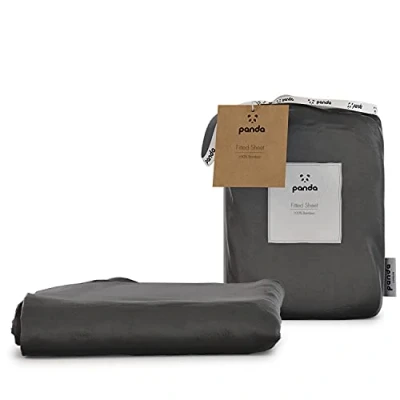 Image of Panda 100% Bamboo Fitted Sheet (Urban Grey, EU Single: 90 x 200 + 32 cm)