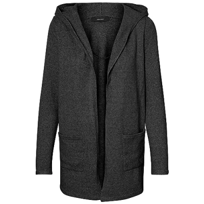 Image of Vero Moda Women&#039;s VMDOFFY LS Open Hood Cardigan, Dark Grey Melange, M