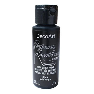 Image of DecoArt Americana Patent Leather Jar of Paint, Acrylic, Black, 59 ml (Pack 1)