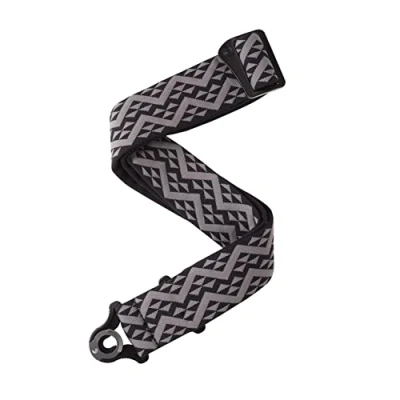 Image of D&#039;Addario Auto Lock Guitar Strap Acoustic &amp; Electric Accessories Easy to Use Locking Straps Uses Existing Buttons Padded Black/Silver
