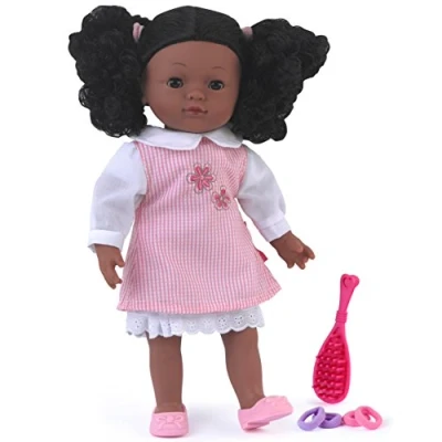 Image of DOLLSWORLD from Peterkin Charlotte doll 36cm soft bodied girl with hair and sleeping eyes. Includes deluxe outfit, shoes, brush scrunchies Dolls &amp; Accessories Ages 18m+
