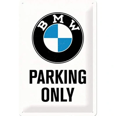 Image of Nostalgic Art BMW Parking Only White Gift idea for car accessoires fansRetro Tin SignMetal PlaqueVintage design decoration20 x 30 cm