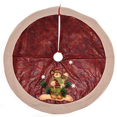 Image of Deluxe Christmas Tree Skirt Base Cover with 3D Snowman Handmade Xmas Width 122cm Perfect for 5ft 8ft Holiday Home Decorations
