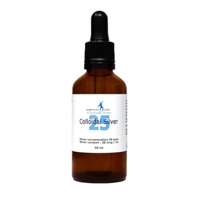 Image of argentum plus Colloidal Silver 25 ppm 50 ml Glass Pipette with Dropper Bottle