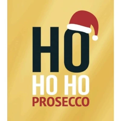 Image of Funny Christmas Card, Seasons Greetings, Card For Her, Him, Ho Ho, Prosecco, Wine, Gold Foil