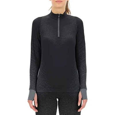Image of UYN O102124 RUNNING EXCELERATION LONG SL.ZIP UP T shirt Women&#039;s Black cloud L
