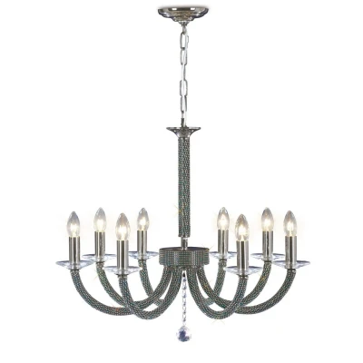 Image of Elena Ceiling Pendant Chandelier 8 Light Black Chrome, Crystal