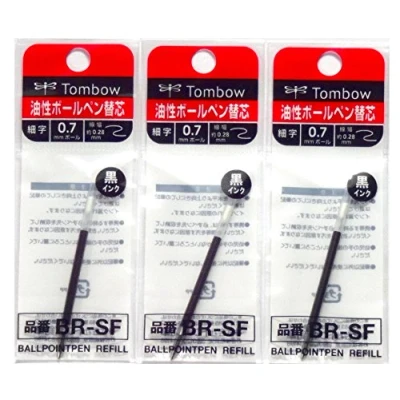 Image of Tombow 0.7mm Black Ink Refill (BR SF33), for Airpress BallPoint Pen (BC AP) , 3 Pack/Total pcs (Japan Import)
