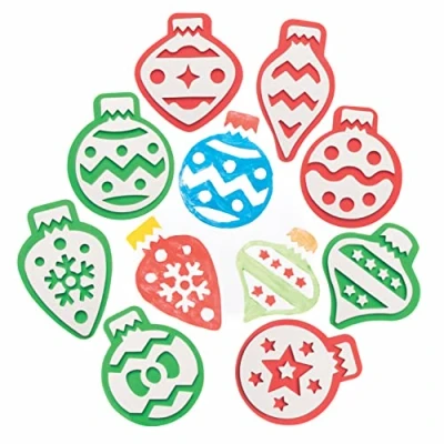 Image of Baker Ross FC103 Christmas Bauble Foam Stampers Pack of 10, Painting Supplies, Stamp Set for Children, Ideal Kids Arts and Crafts Projects