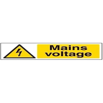 Image of V Safety Mains Voltage Warning Sign 300mm x 100mm 1mm Rigid Plastic