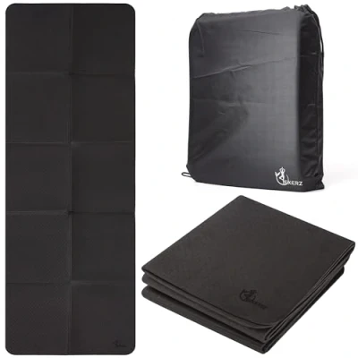 Image of EXERZ Foldable Yoga Mat with a Carry Bag Portable, Anti Slip Travel and Home Workouts
