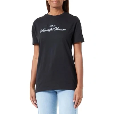 Image of REPLAY Adult W3566M Light Cotton Jersey T Shirt, Black 098, S