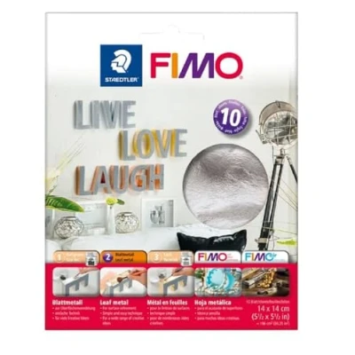 Image of STAEDTLER 8781 81 FIMO Metallic Leaf Metal for Polymer Modelling Clay Decorating Silver (Pack of 10 Sheets)