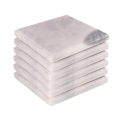 Image of 6x White Square Marble Coasters By Argon Tableware