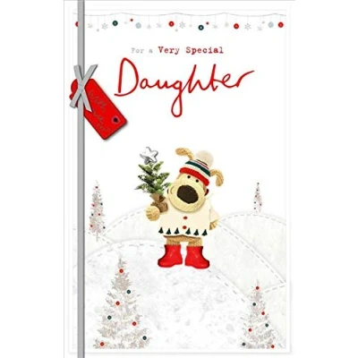 Image of Boofle Special Daughter At Christmas Greeting Card Embellished Xmas Cards