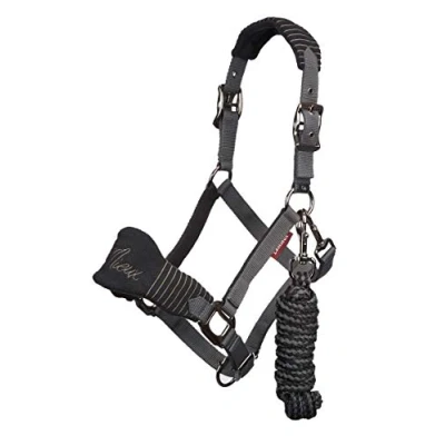 Image of LeMieux Vogue Fleece Headcollar Halter &amp; Leadrope (Black Pony)