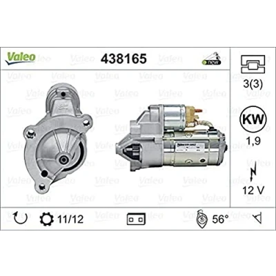 Image of 9647157980 Starter motor VALEO NEW ORIGINAL PART 438165 12V 1,9kW 12 NO R 35 PEUGEOT: Boxer Van, 308 I Hatchback, 307 SW, CITROËN: Dispatch III Van
